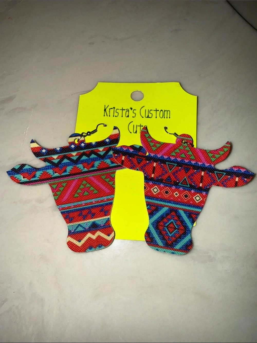 Pink & Multicolor Kids Bull Head Earrings